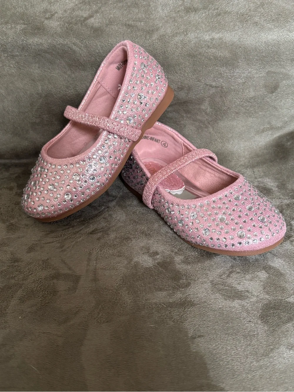 Dream Pairs Pink & Sparkling White Rhinestone Mary Jane Princess Flats Size 4T